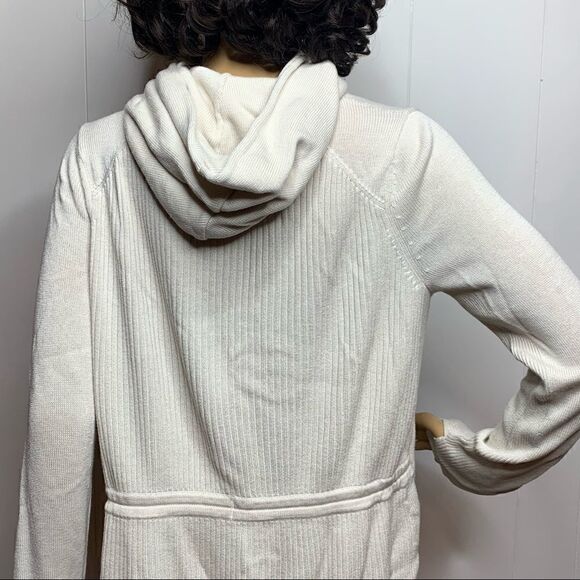 Lululemon Peace Of Mind Wrap Heathered White Ivory Hooded Mid Layer Sweater - Picture 5 of 9